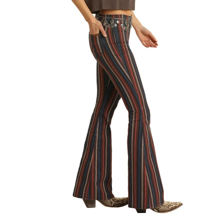 Rock & Roll Cowgirl Women's Bargain Bell High Rise Stripe Jeans WPH1651 4 Rock & Roll Cowgirl Women's Bargain Bell High Rise Stripe Jeans WPH1651 - Image 2
