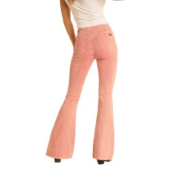 Rock & Roll Cowgirl Ladies High Rise Flare Coral Denim Jeans WPH8176 -Rock & Roll WPH8176 B