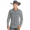 Rock & Roll Cowboy Men's Solid Denim Long Sleeve Snap Shirt B2S2311 -Rock & Roll b2s2311 1