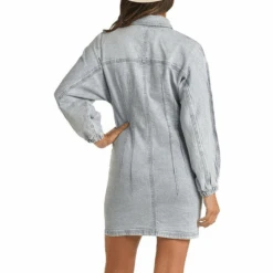Rock & Roll Cowgirl Ladies Light Wash Long Sleeve Dress WD-3709 -Rock & Roll hgjgjhghjg