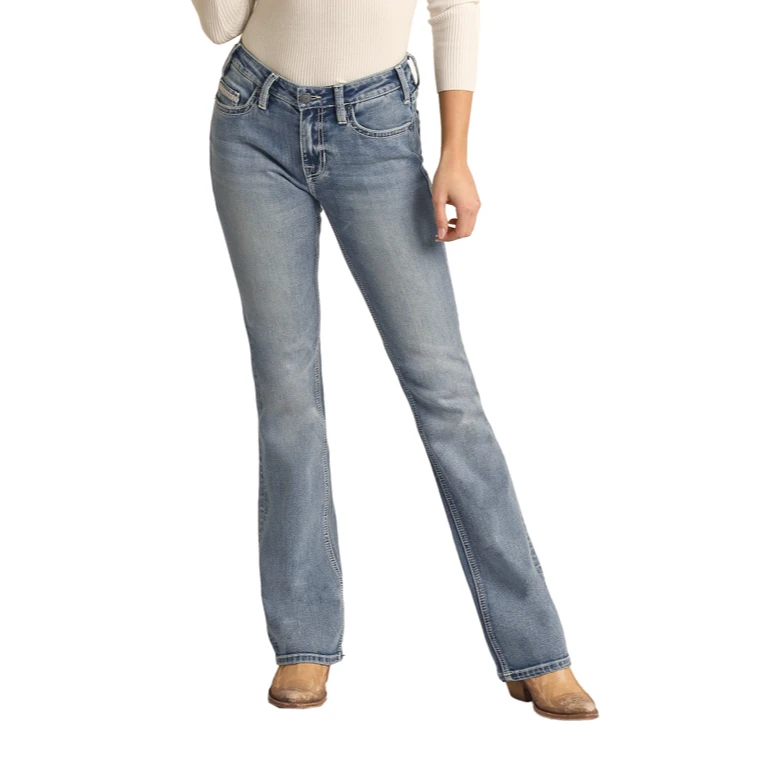 Rock & Roll Cowgirl® Pleather & Stitching Bootcut Jeans RRWD4MR0K7 4 Rock & Roll Cowgirl® Pleather & Stitching Bootcut Jeans RRWD4MR0K7 - Image 2