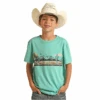 Rock & Roll Denim Boy's Cowboy Scene Turquoise Graphic T-Shirt RRBT21R12K -Rock & Roll rrbt21r12k