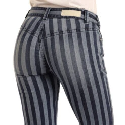 Rock & Roll Denim Ladies Mid Rise Flare Jeans W1F3462 -Rock & Roll str bk