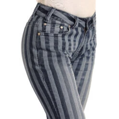 Rock & Roll Denim Ladies Mid Rise Flare Jeans W1F3462 -Rock & Roll str front